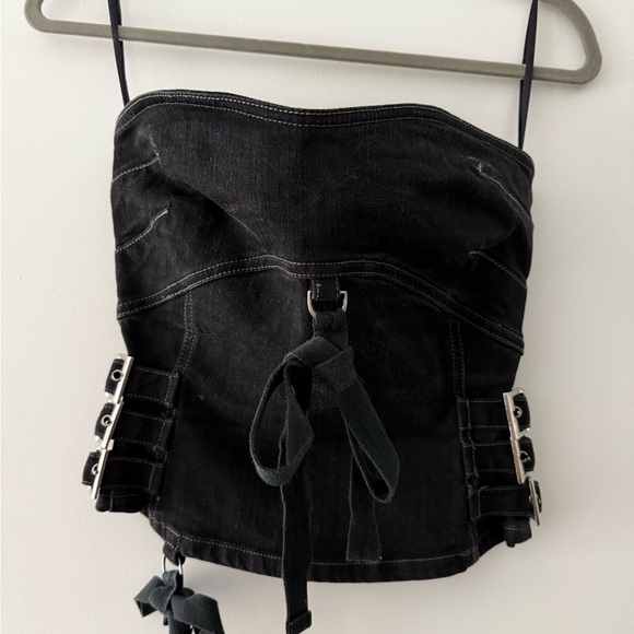 Parasuco Tops - Vintage Parasuco Black Denim Buckle Top/Corset